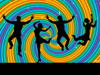 Image showing Jumping Joy Indicates Activity Wave And Swirl