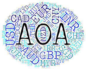 Image showing Aoa Currency Represents Worldwide Trading And Coinage