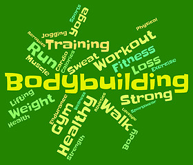 Image showing Bodybuilding Word Shows Workout Equipment And Active