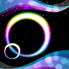 Image showing Rainbow Circles Background Means Night Sky And Ripples\r