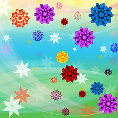 Image showing Colorful Flowers Background Means Floral Growth And Beach\r