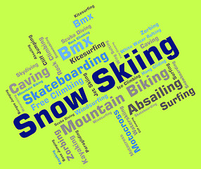 Image showing Snow Skiing Indicates Winter Sport And Skis