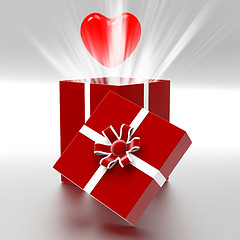 Image showing Heart Giftbox Represents Valentines Day And Celebrate