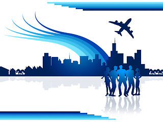 Image showing City Flights Represents Transportation Aeroplane And Airplane