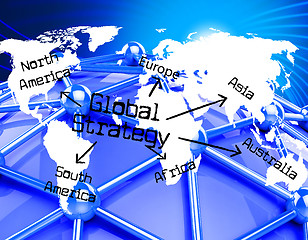 Image showing Global Strategy Means Globalization Globe And Solutions