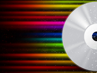 Image showing CD Background Shows Compact Disc And Colorful Beams\r