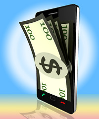 Image showing Phone Dollars Shows World Wide Web And Banking