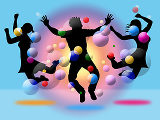 Image showing Excitement Jumping Indicates Disco Dancing And Activity