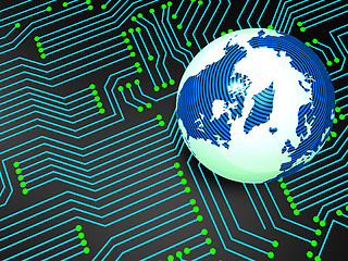 Image showing Circuit Board Shows Globally Worldwide And Electronics