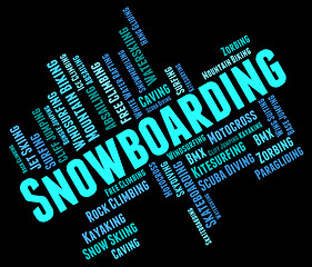 Image showing Snowboarding Word Represents Winter Sport And Boarder