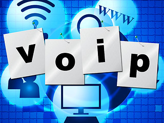 Image showing Voip Communication Shows Voice Over Broadband And Chat