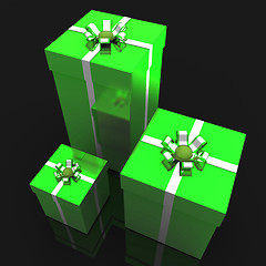 Image showing Giftboxes Celebration Means Wrapped Celebrate And Occasion