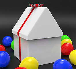 Image showing Giftbox House Means Gift-Box Celebrate And Residential