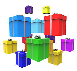 Image showing Giftboxes Celebration Shows Cheerful Gifts And Fun