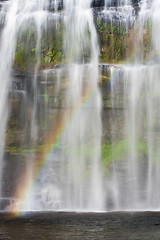 Image showing Tropical waterfall with rainbow