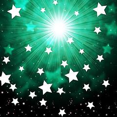 Image showing Green Sky Background Shows Radiance Stars And Heavens\r