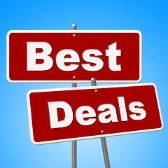 Image showing Best Deals Signs Shows Cheap Promotion And Sales