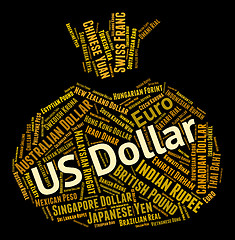 Image showing Us Dollar Indicates Currency Exchange And Coin