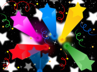 Image showing Stars Streamers Background Means Celestial Colors And Party\r