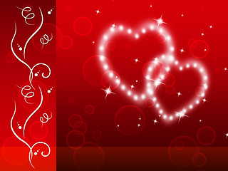 Image showing Red Hearts Background Means Tenderness Lover And Floral\r