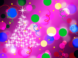 Image showing Purple Spots Background Means Dots And Sparkling Christmas Tree\r