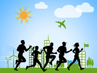 Image showing City Jogging Indicates Get Fit And Sprint