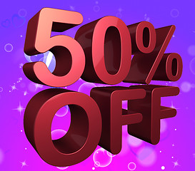 Image showing Fifty Percent Off Means Offer Savings And 50%