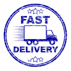 Image showing Fast Delivery Stamp Means High Speed And Courier