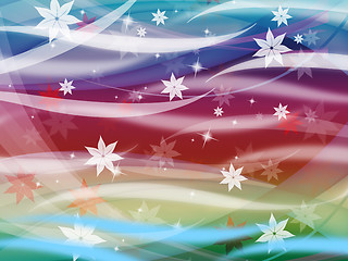 Image showing Flower Waves Background Shows Waves Colorful And Stars\r