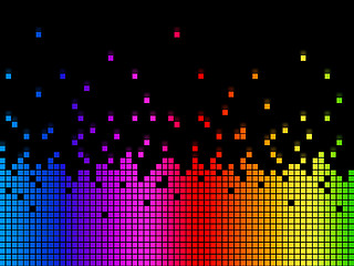 Image showing Rainbow Soundwaves Background Means Musical Playing Or DJ\r