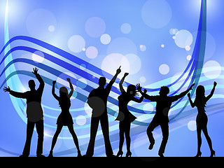 Image showing People Silhouette Indicates Disco Music And Celebration