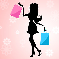 Image showing Shopping Woman Means Commercial Activity And Buying