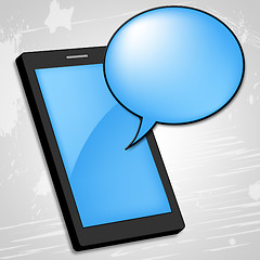 Image showing Mobile Phone Shows Talking Cellphone And Gossip