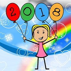 Image showing Twenty Eighteen Balloons Represents New Year And Annual