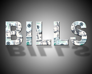 Image showing Bills Dollars Indicates Wealth Expenses And Costs