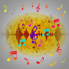 Image showing Yellow Music Background Shows Records Piece Or Melody\r