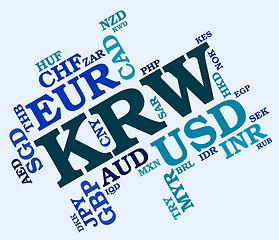 Image showing Krw Currency Represents South Korean Wons And Banknote