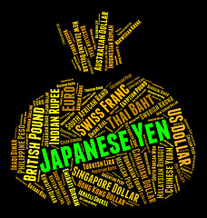 Image showing Japanese Yen Represents Worldwide Trading And Coin