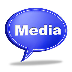 Image showing Media Speech Bubble Shows Promotional Promotion And Reduction