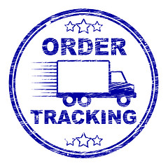 Image showing Order Tracking Stamp Means Logistics Trackable And Shipping