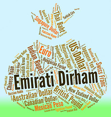 Image showing Emirati Dirham Means United Arab Emirates And Banknote