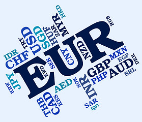 Image showing Euro Word Means Worldwide Trading And Banknote