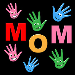 Image showing Mom Handprints Shows Painted Mommy And Creativity