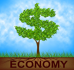 Image showing Economy Tree Represents American Dollars And Bank