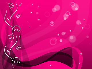 Image showing Pink Floral Background Shows Flower Pattern And Bubbles\r