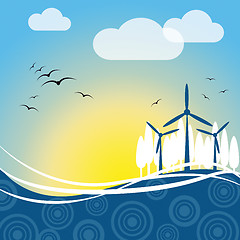 Image showing Wind Power Represents Turbine Energy And Electric