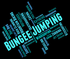 Image showing Bungee Jumping Shows Extreme Sport And Bungees