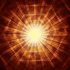 Image showing Brown Sun Background Shows Hexagons And Glowing Beams\r