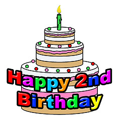 Image showing Happy Second Birthday Indicates Congratulating Celebration And Greetings