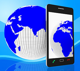 Image showing World Phone Represents Web Site And Cellphone